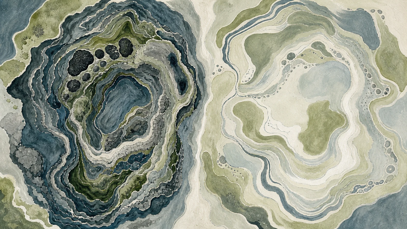 Deux formes cartographiques voisines comparent une version dense et une version plus ouverte d’un master.