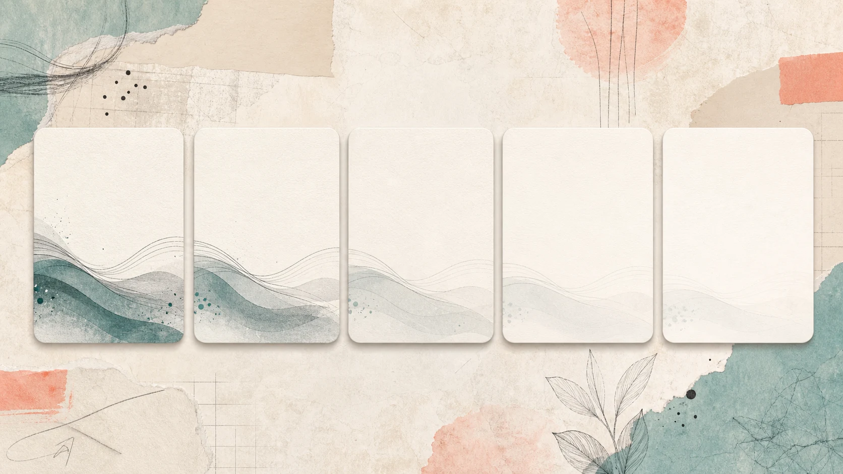 Suite de cartes abstraites montrant un motif sonore répété sans texte lisible.